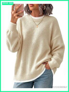 Oversized Pullover Sweater Mock Layer Knit Top Faux Two Piece Long Sleeve